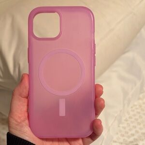 Pink Magnetic Compatible Silicone iPhone 15 Case